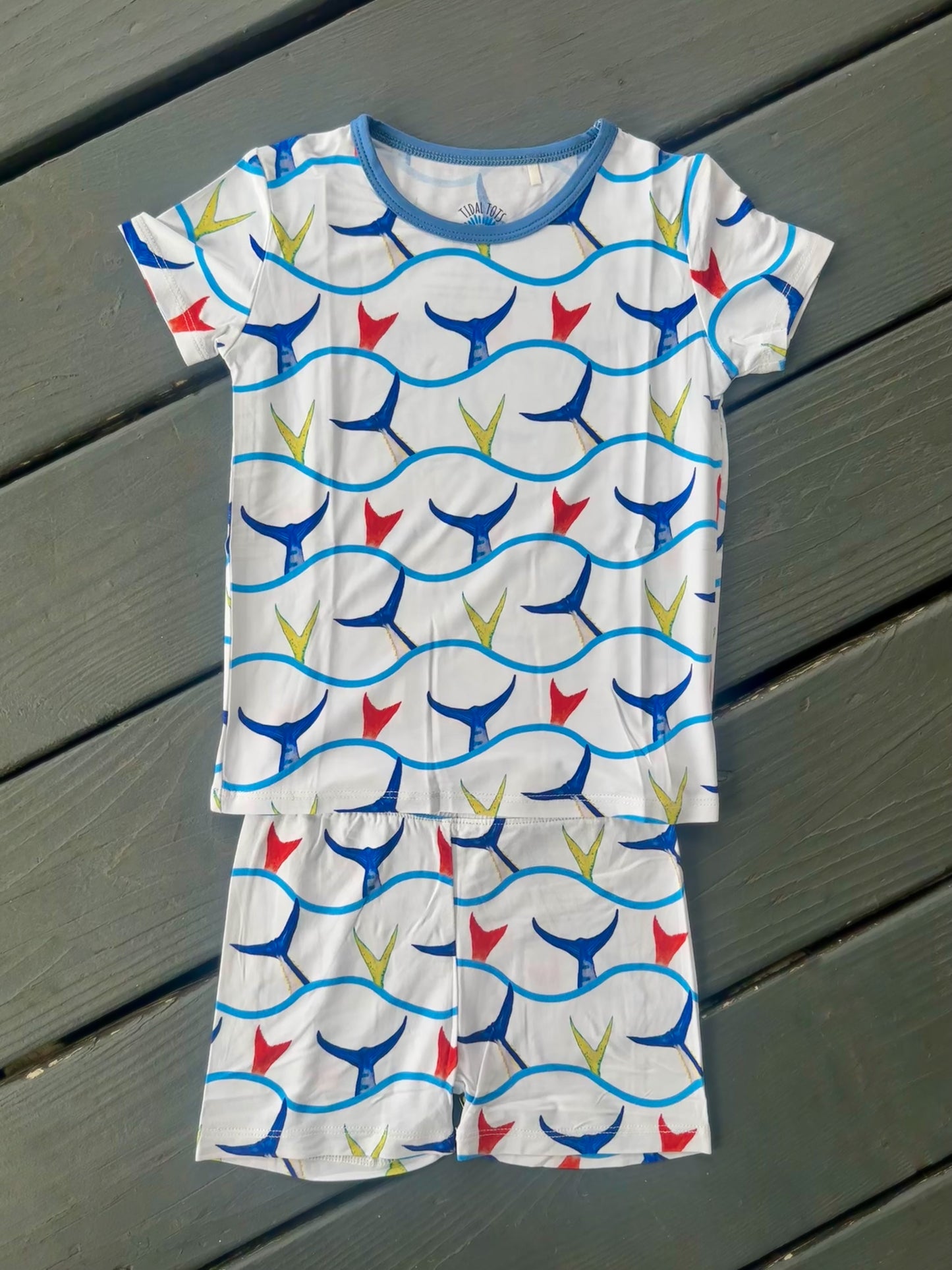 Fishin' Tales Blue Shorts Set