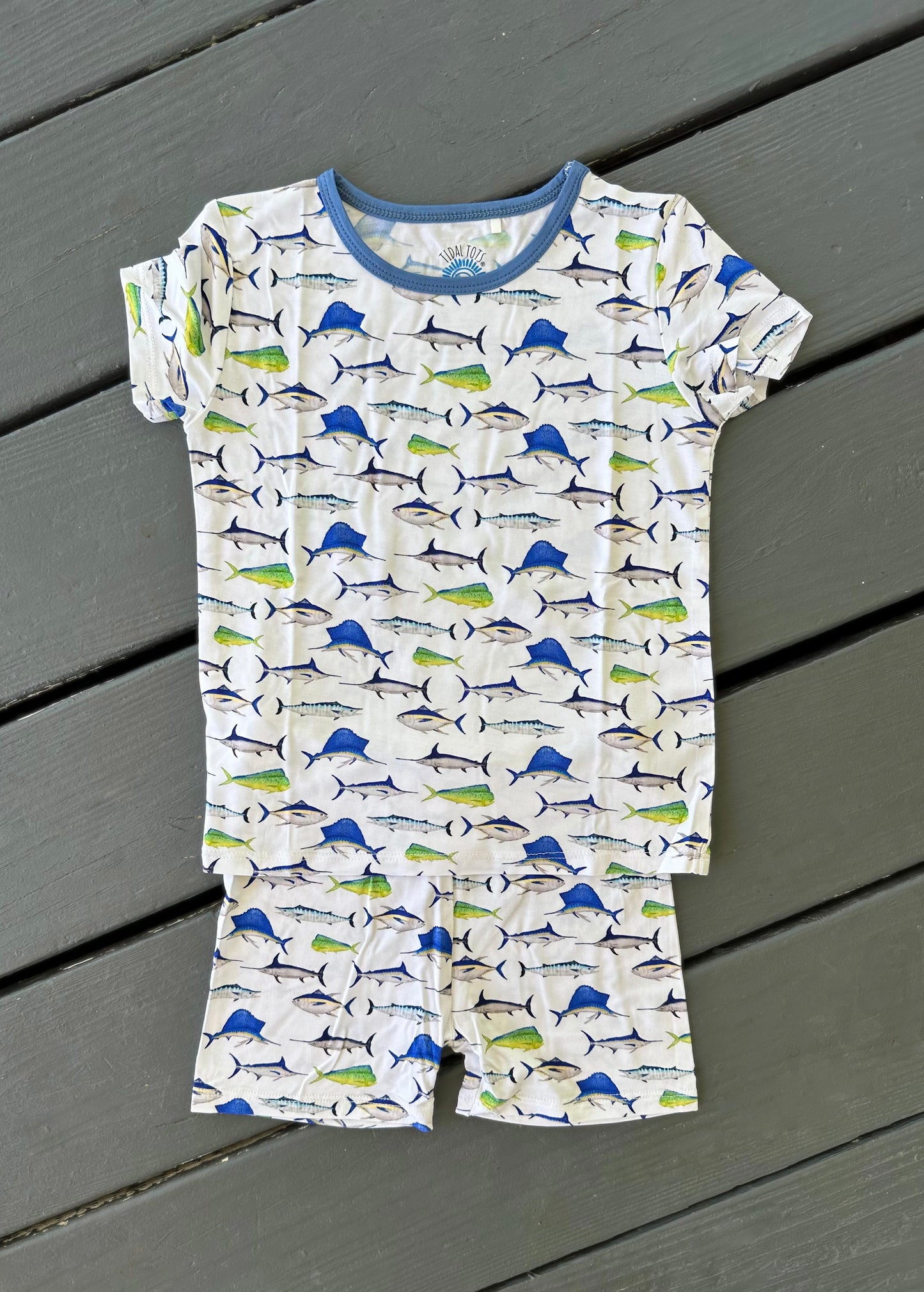 Fishing Frenzy Blue Shorts Set