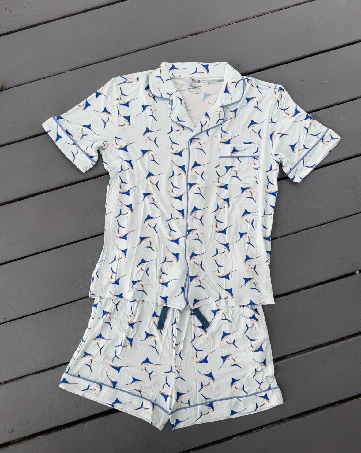 Mama's Moonlight Marlin Blue Short Sleeve/Shorts Set