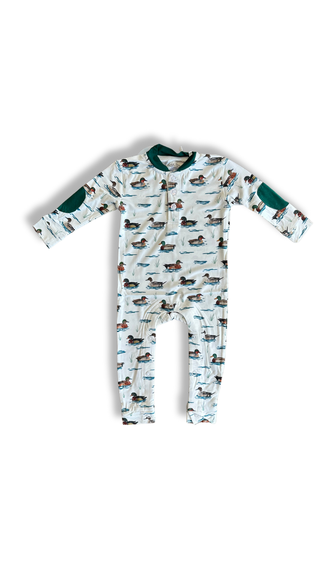 Puddle Parade Green Henley Romper