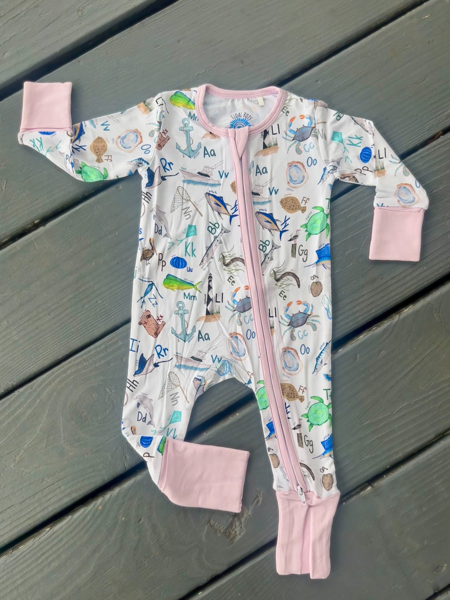 Coastal ABC's Pink Zippy