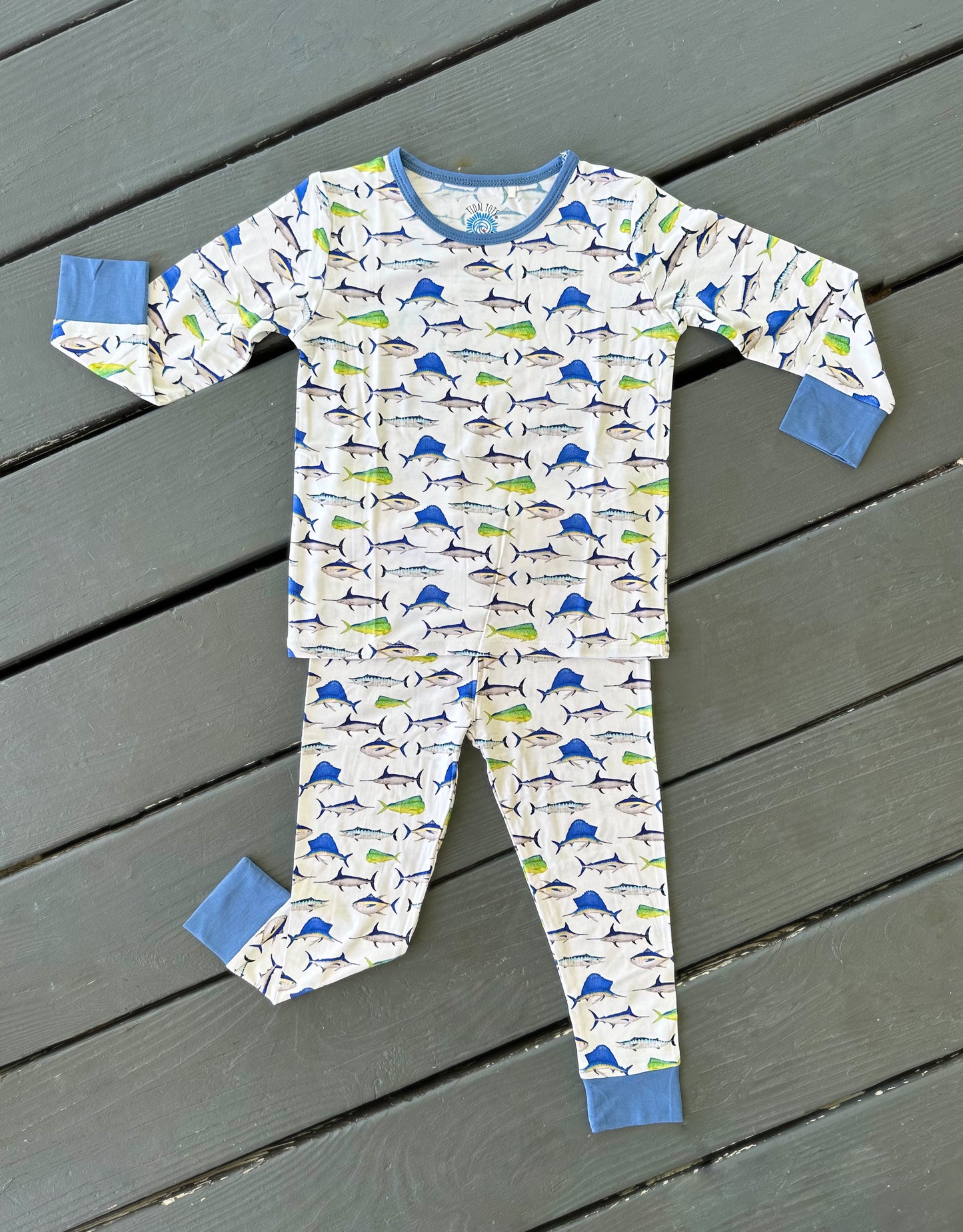 Fishing Frenzy Blue Two Piece Pajama