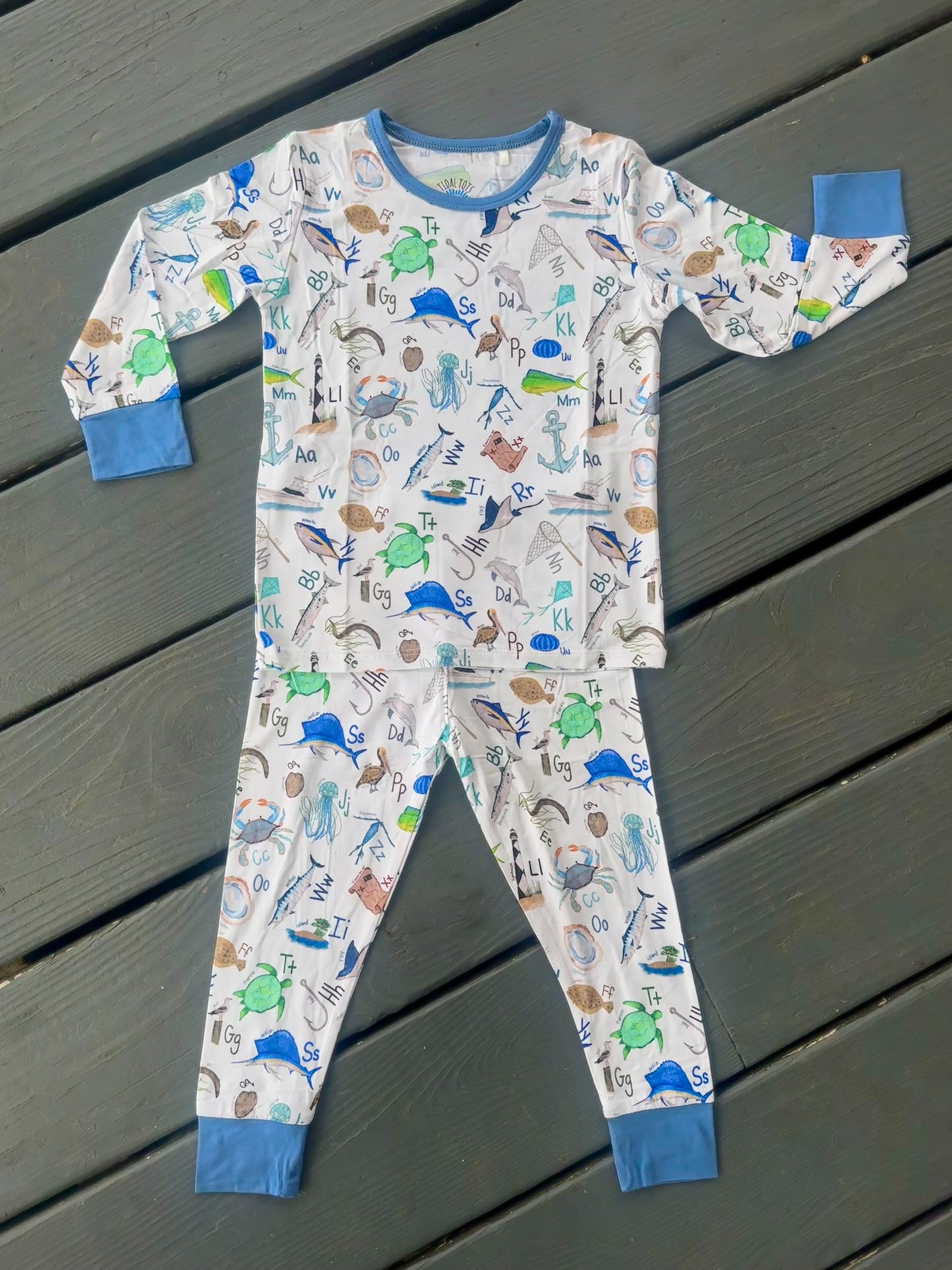 Coastal ABC's Blue Two Piece Pajama