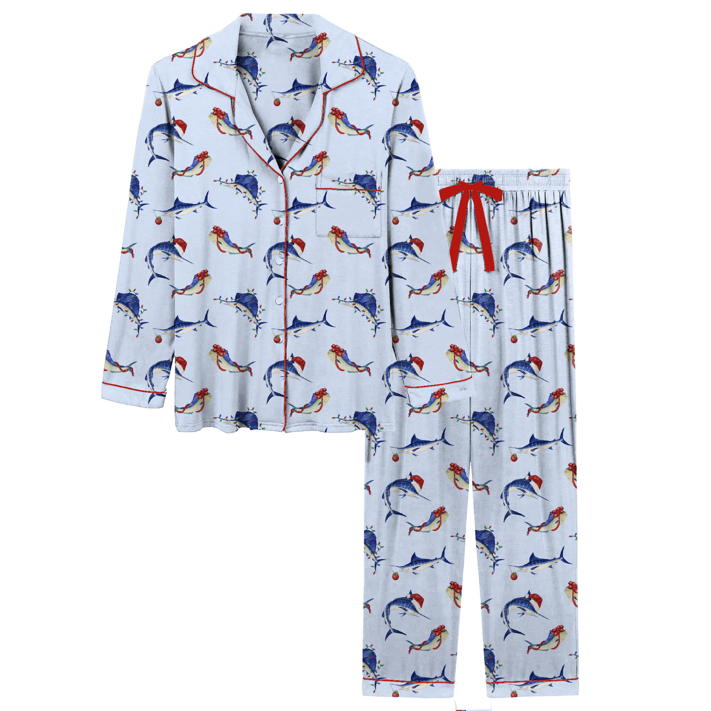 Women's Gulf Stream Greetings Blue Button Up Set