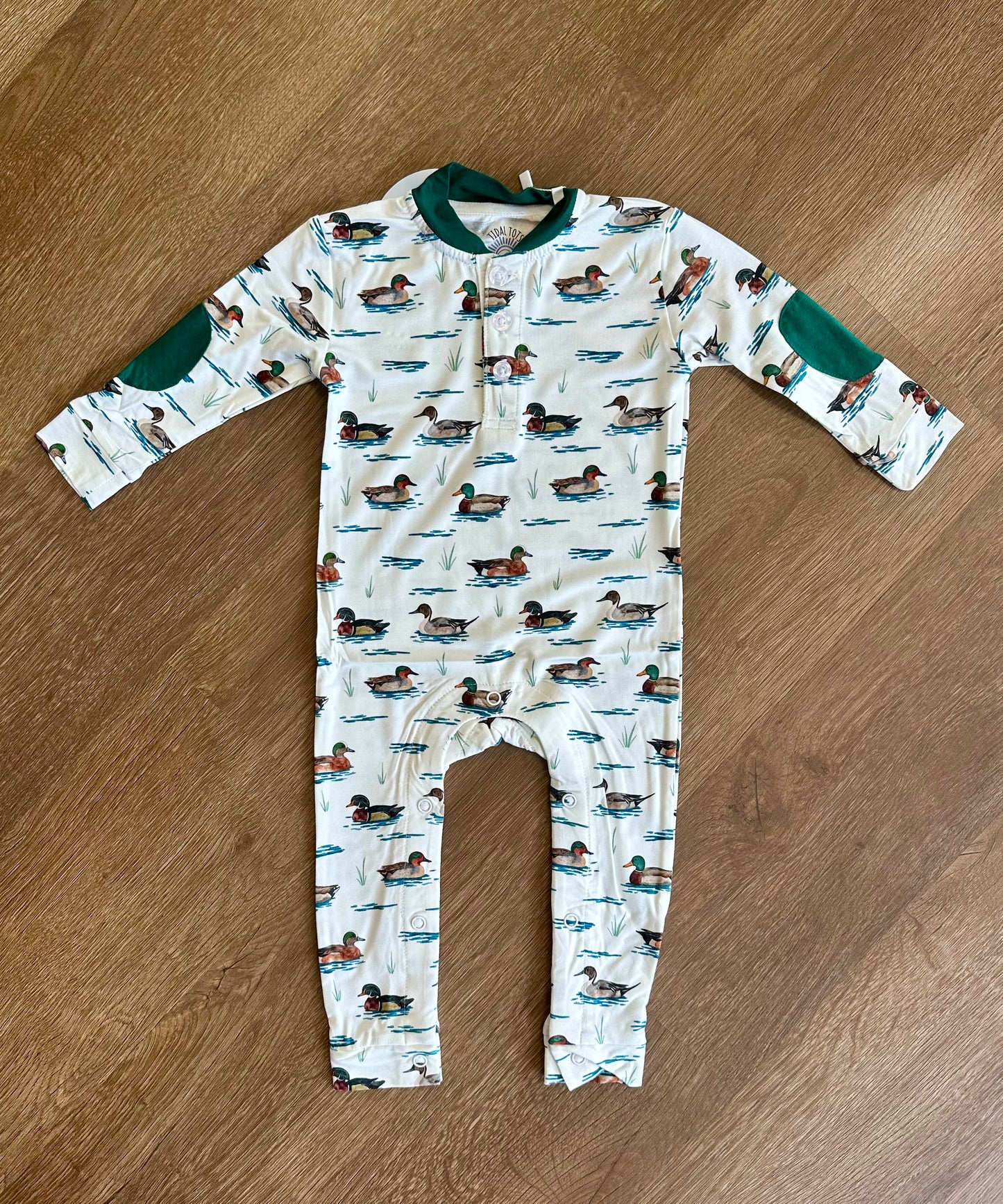Puddle Parade Green Henley Romper