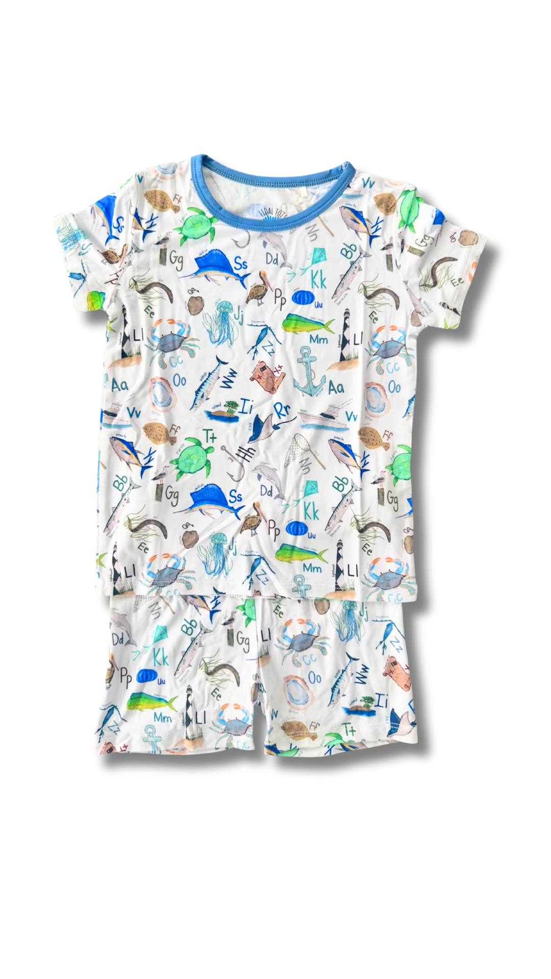 Coastal ABC's Blue Shorts Set