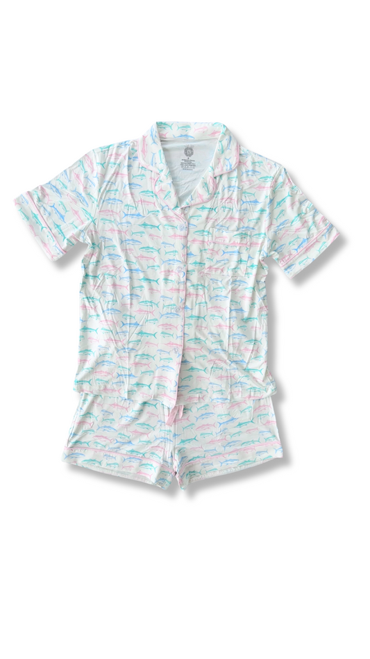 Mama's Maritime Medley Pink Short Sleeve/Shorts Set