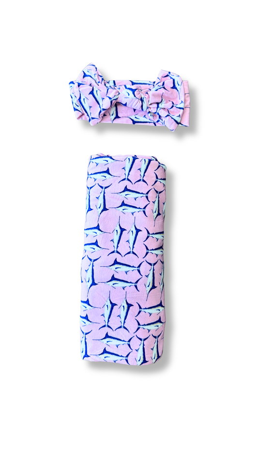 Marlin Mambo Pink Bow & Swaddle Set