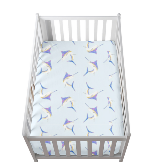 Moonlight Marlin Outlined Purple Crib Sheet