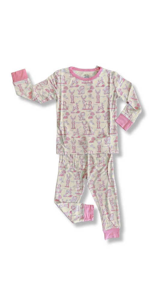 Backwood Bucks Pink Two Piece Pajama