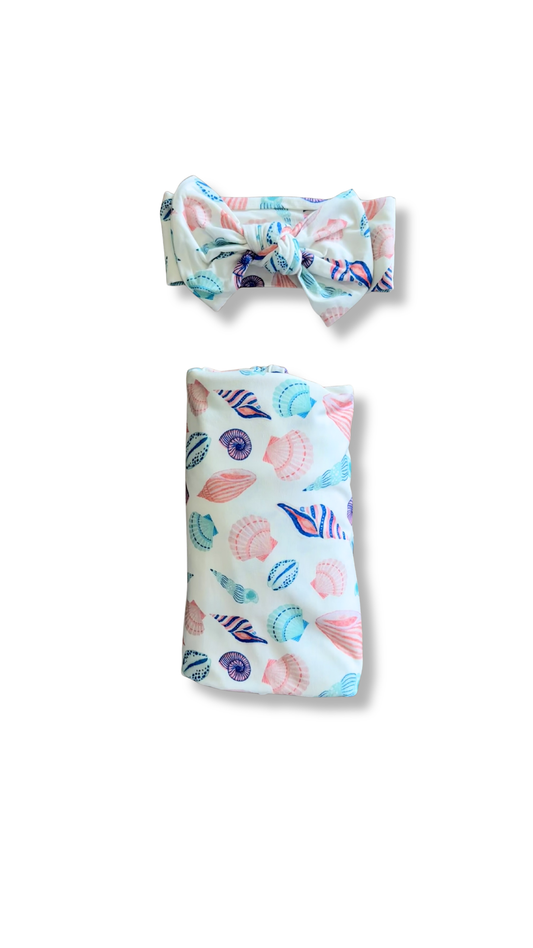 Sally's Shells 2026 Swaddle & Bow Set
