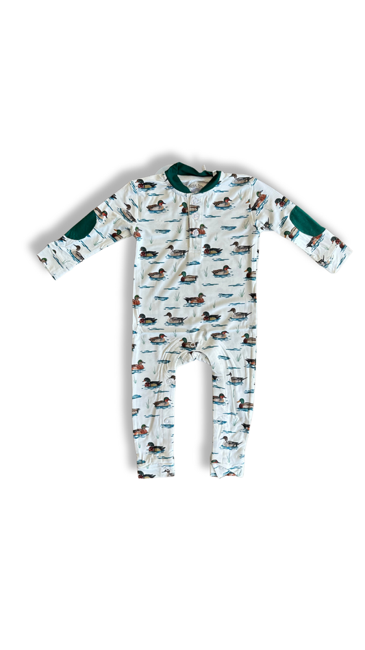 Puddle Parade Green Henley Romper