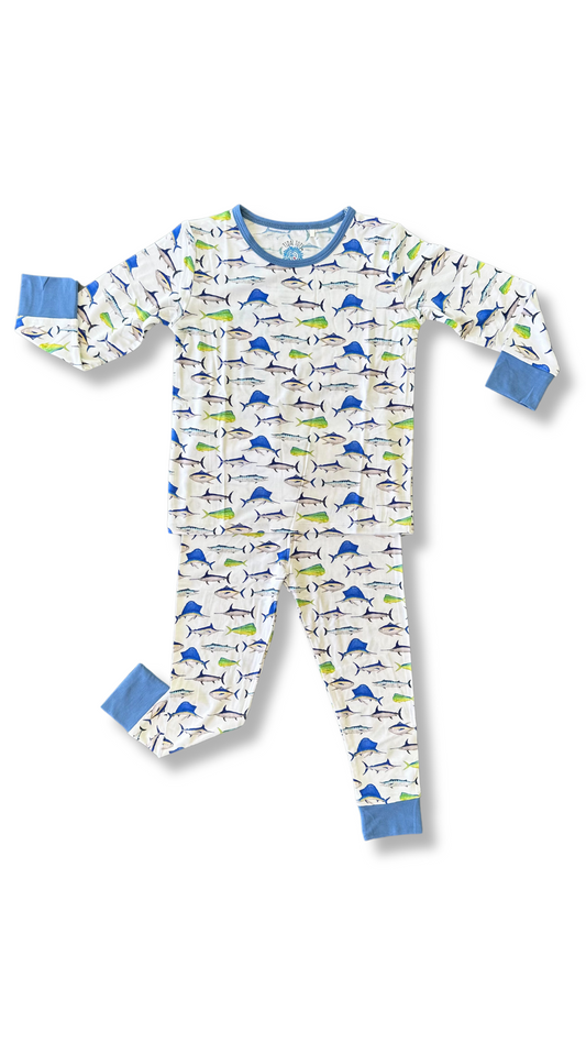 Fishing Frenzy Blue Two Piece Pajama