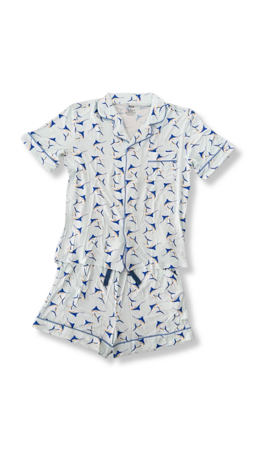 Mama's Moonlight Marlin Blue Short Sleeve/Shorts Set