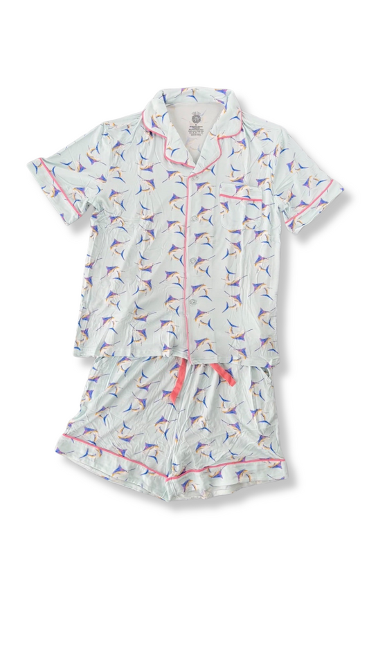 Mama's Moonlight Marlin Purple/Pink Short Sleeve/Shorts Set