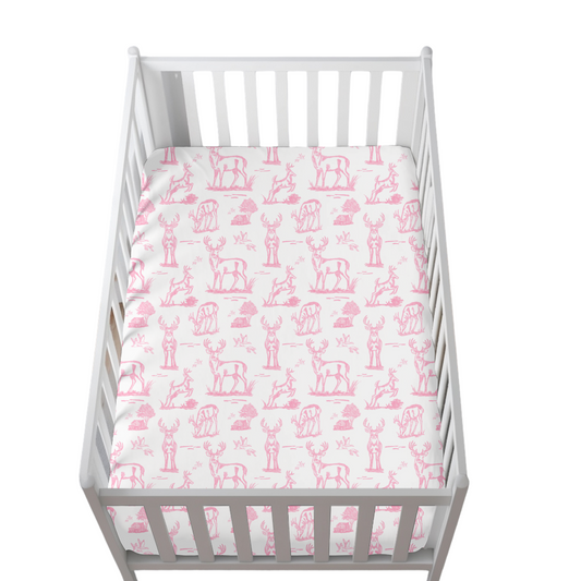 Backwood Bucks Pink Crib Sheet