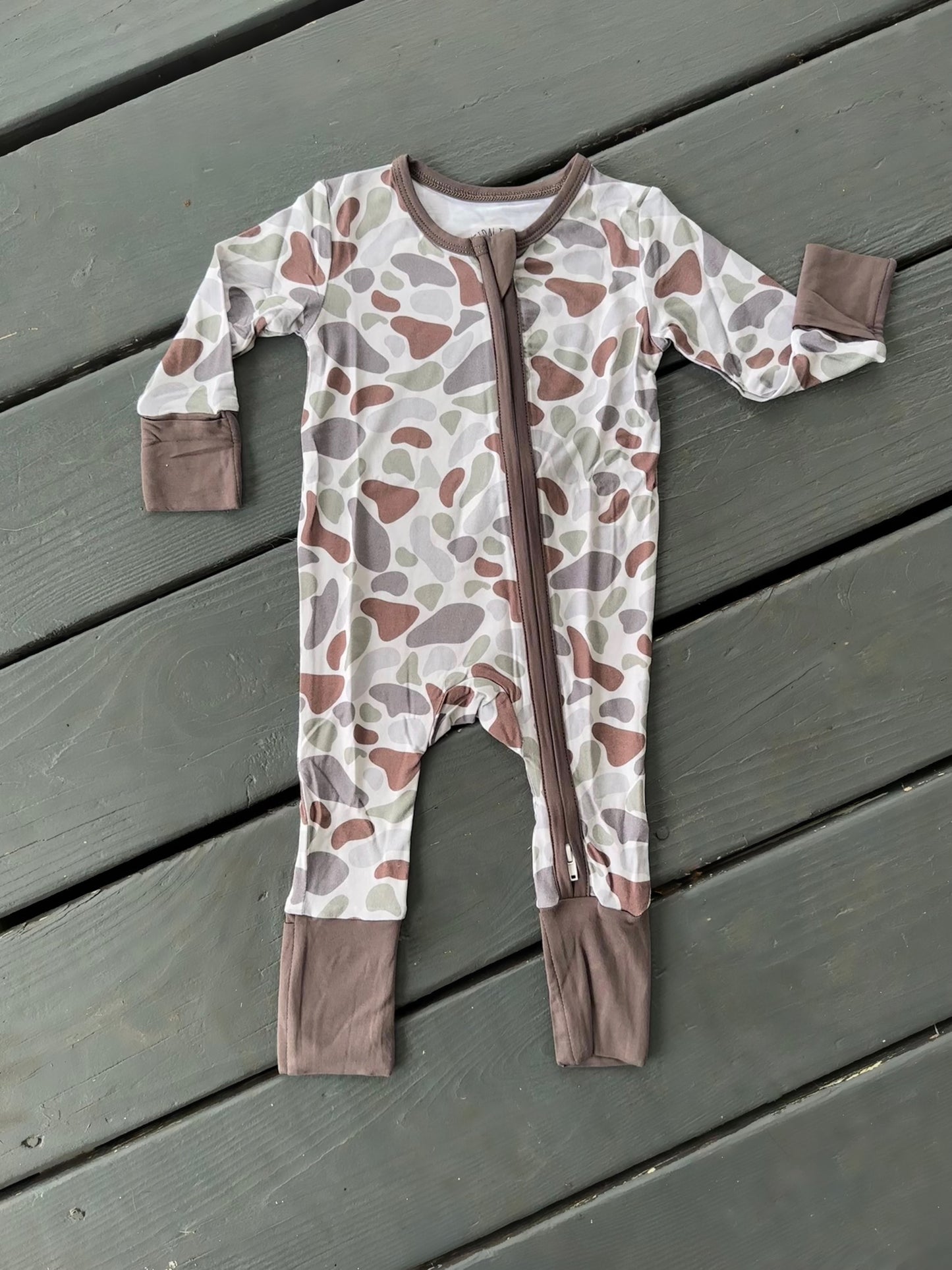 Retro Camo Brown Zippy Pajama