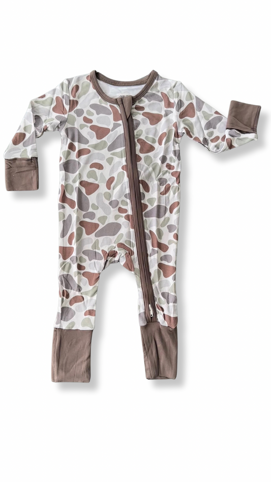 Retro Camo Brown Zippy Pajama