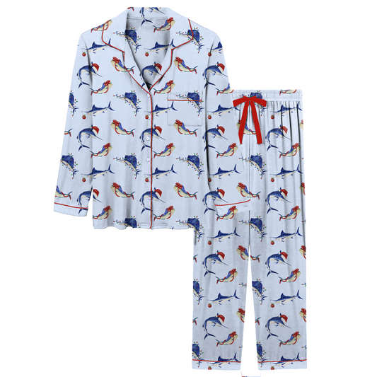 Women's Gulf Stream Greetings Blue Button Up Set