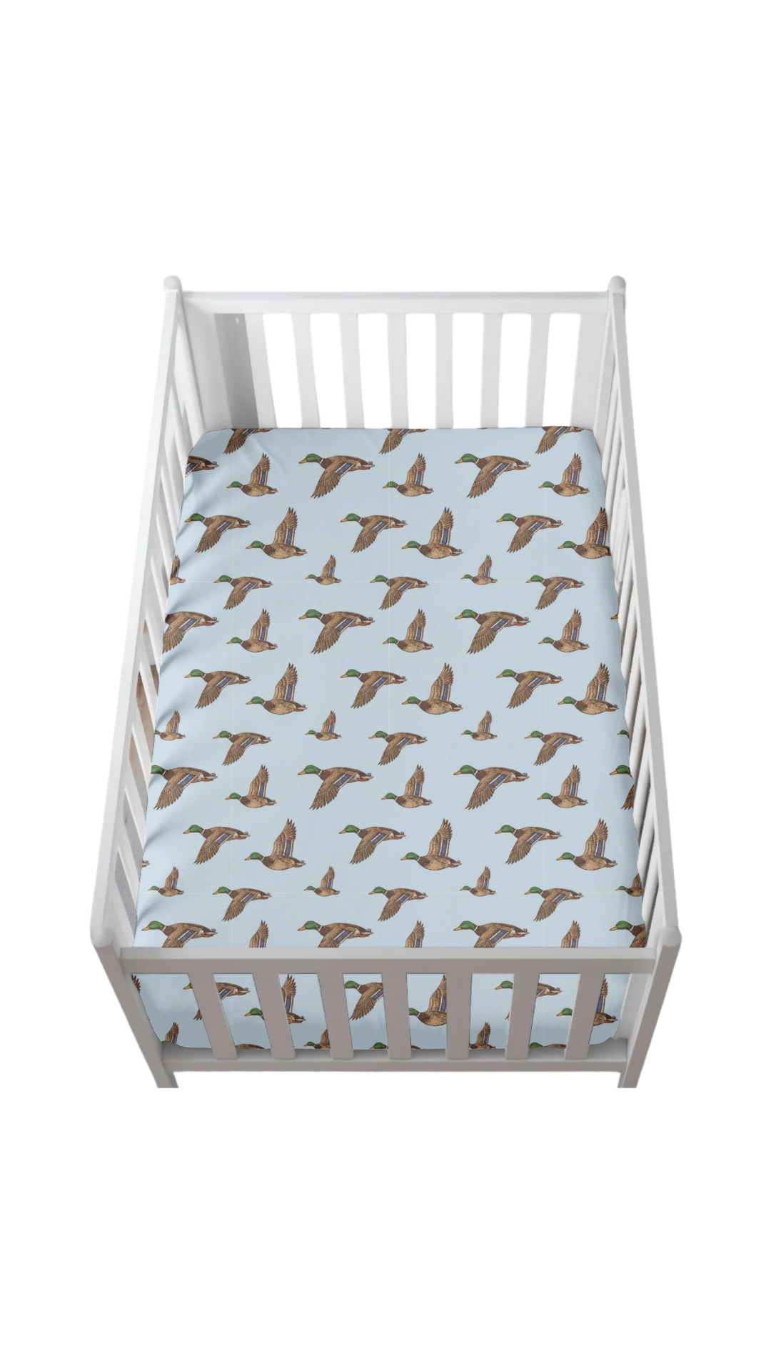 Mallard Montage Blue Crib Sheet