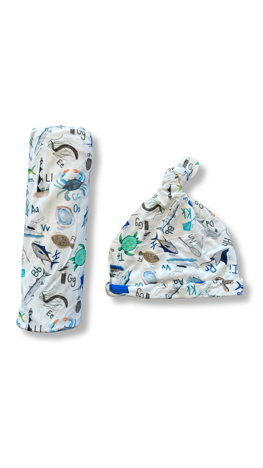 Coastal ABC's Hat & Swaddle Set