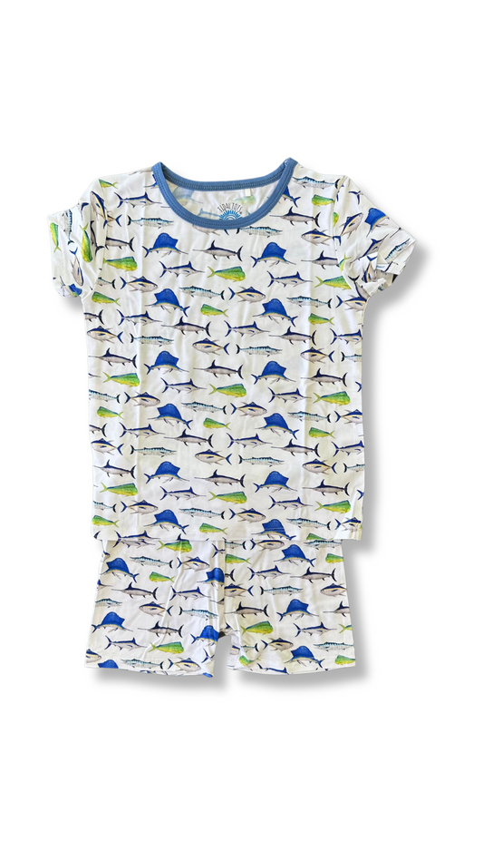 Fishing Frenzy Blue Shorts Set