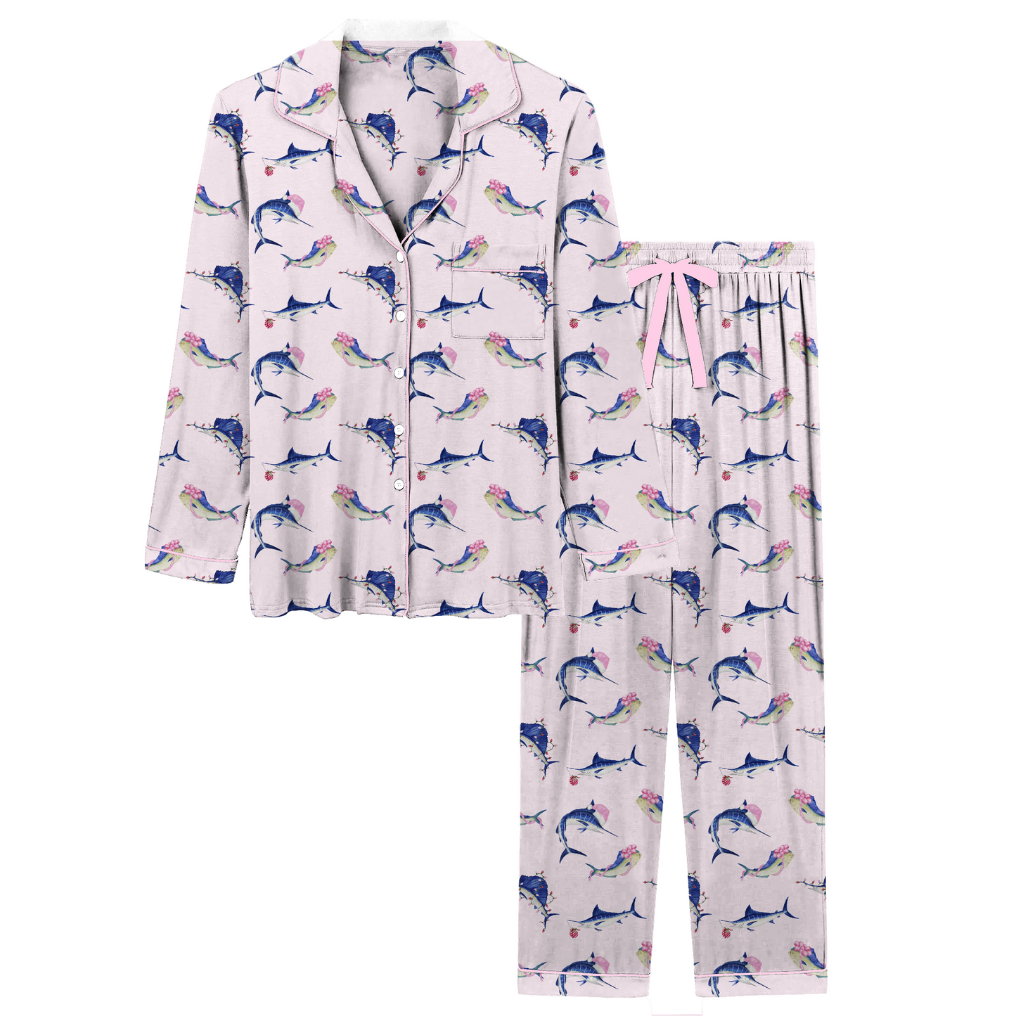 Women's Gulf Stream Greetings Pink Button Up Set