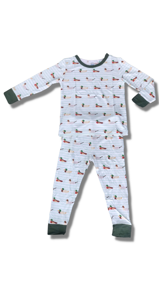 Lucky Ducks Green Two Piece Pajama Set